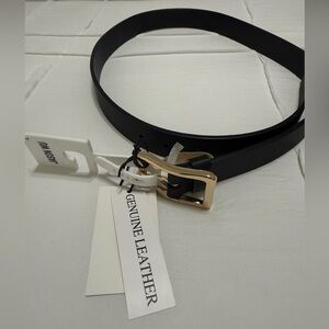 Jason Wu NWT Adjustable Black Leather Belt with Gold Buckle Size Large